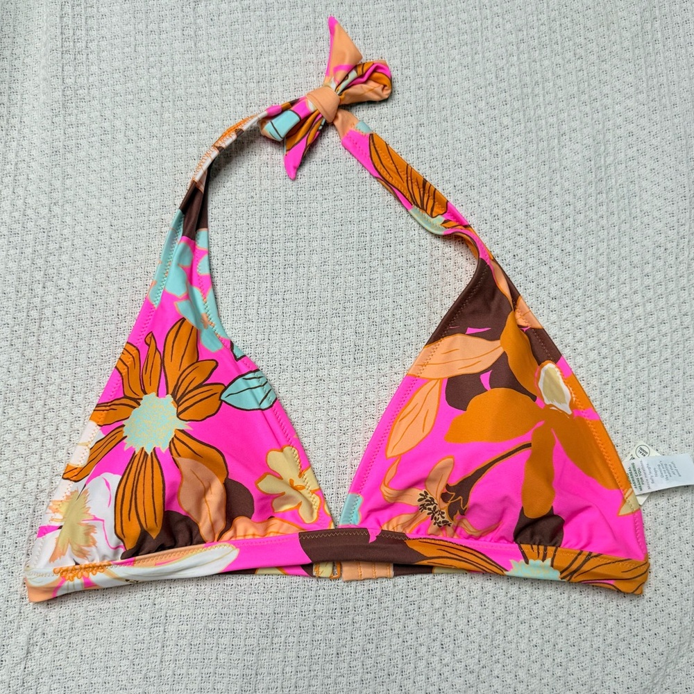 Aerie Vibrant Pink and Orange Bikini Top